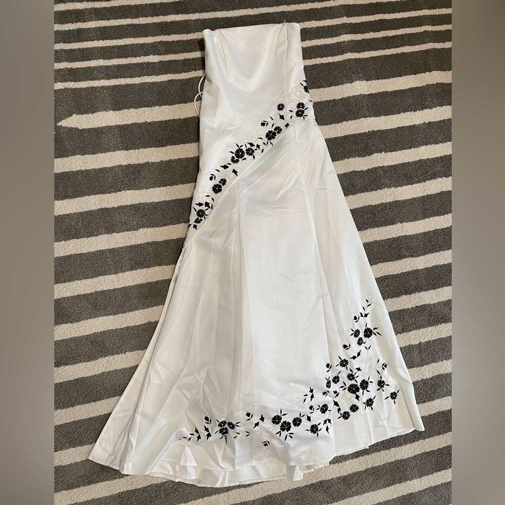 White with black formal/wedding dress
